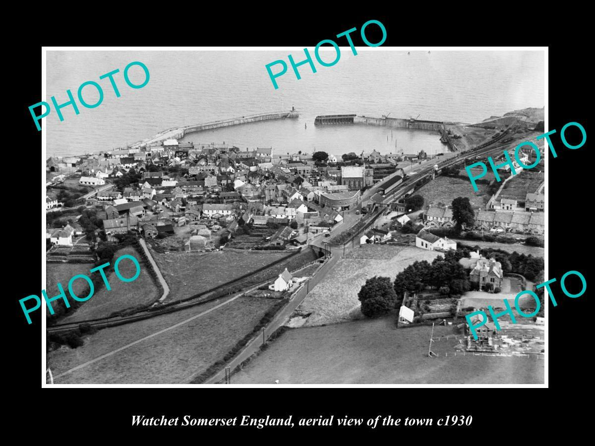 old-8x6-historic-photo-of-watchet-somerset-england-aerial-view-of-town