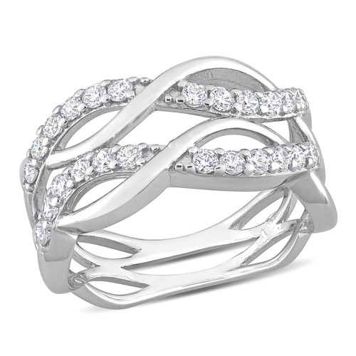 Amour Sterling Silver Cubic Zirconia Beautiful Elegant Chic Criss-cross Ring