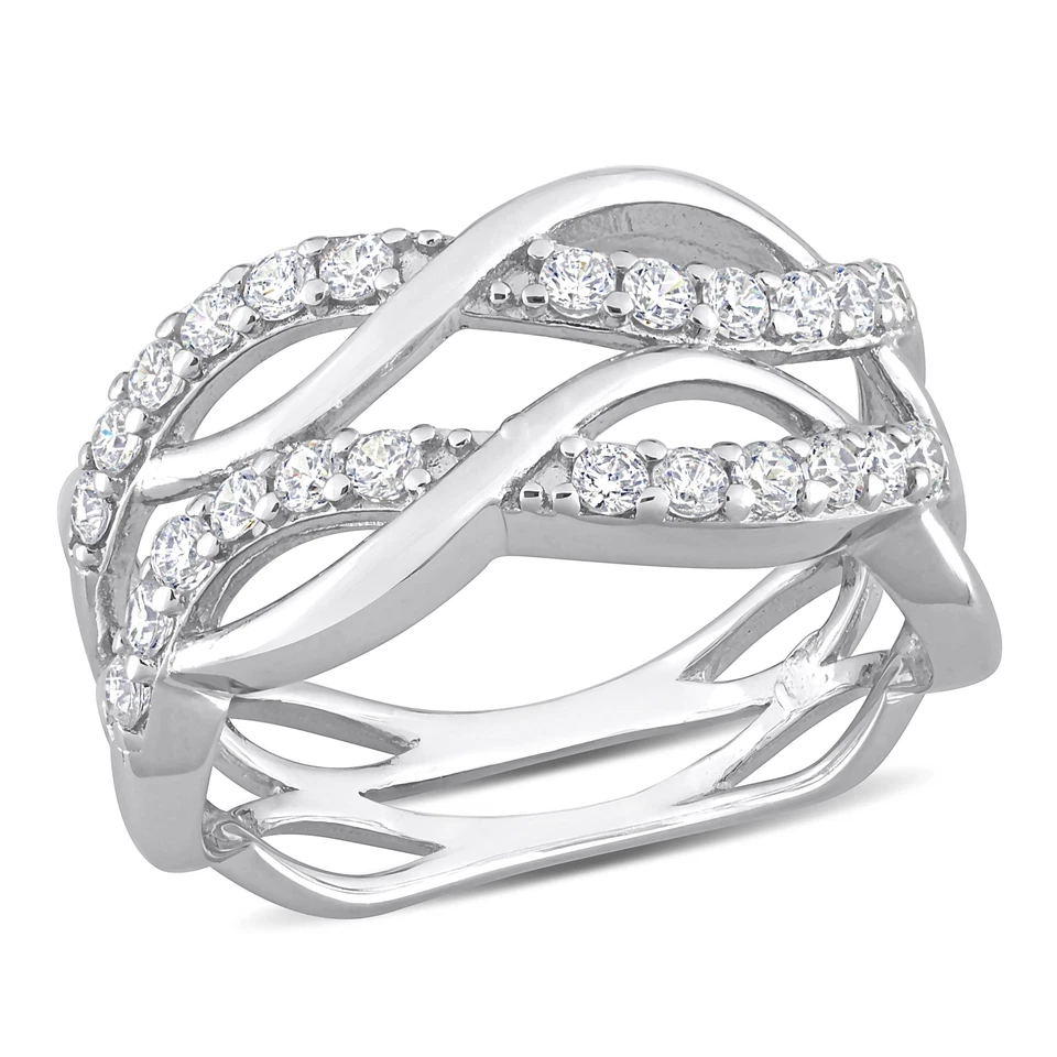 Amour Sterling Silver Cubic Zirconia Criss-cross Ring