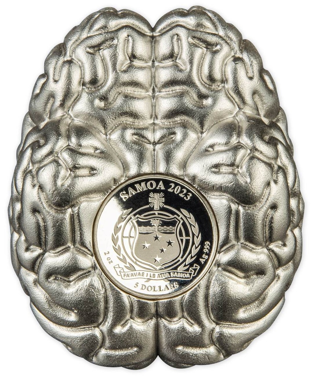 THE BRAIN 2023 $5 2 oz Pure Silver 3D Shaped Coin - Samoa | eBay