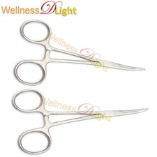 2pc Set Curved Hemostat Forceps Locking Clamps Stainless Steel 7"  8" New