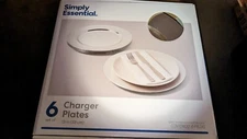 Simply Essential™ ~ Set of Six (6) ~ 13" Dia. ~ Charger Plates ~ Silver in Color