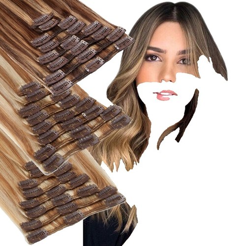 PICCOLINA 120G 18 CHOCOLATE BROWN HAIR EXTENSIONS ✨BELLAMI Piccolina 120g 18” Color Ash Brown #8 Clip In Hair  main image 3