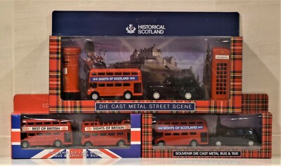 SOUVENIR DRUCKGUSS ROUTEMASTER + OPEN TOP BUS oder BUS & LONDON TAXI SET oder TELEFONBOX