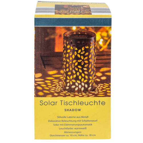 LED Solar Tischleuchte Solarleuchte Leuchte Garten Metall Terrasse Deko Vintage - Bild 13 von 13