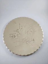 Arthur Armour Aluminum Tray Dogwood Holloware Butterfly Floral MCM Vintage