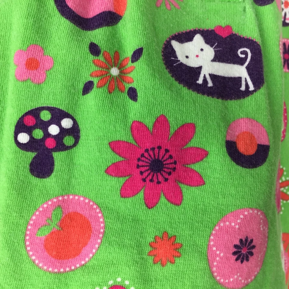 Vestido Le Top Verde Rosa Púrpura Búho Gato Algodón Jersey Estampado - Niñas 24 Meses Foto 2 de 4