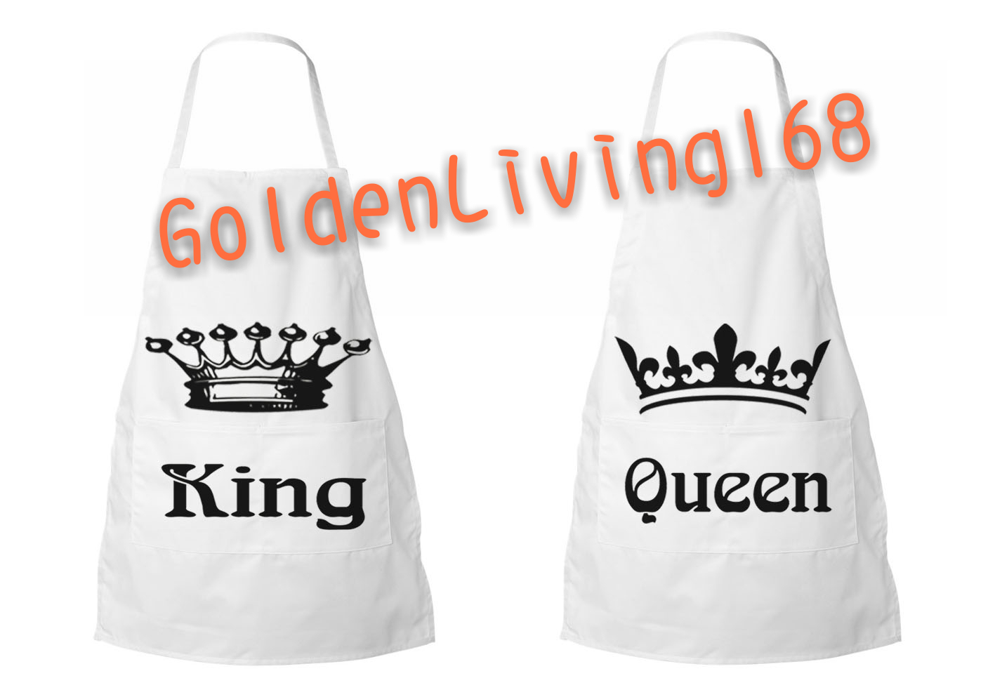 Couples Matching Cute Aprons His and Hers King and Queen Restaurant Bib