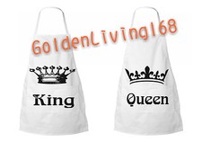 Couples Matching Cute Aprons His and Hers King and Queen Restaurant Bib Apron