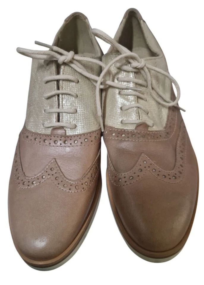 Geox Respira Damen Schuhe Mokassin Schnürschuhe Casual Altrosa / Gold Gr.36 - Bild 2 von 4