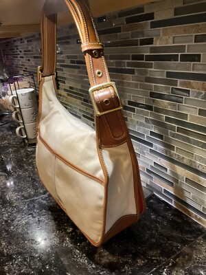COACH Vintage Legacy Saddle Bag Cream Canvas & Tan Leather 9125 | eBay