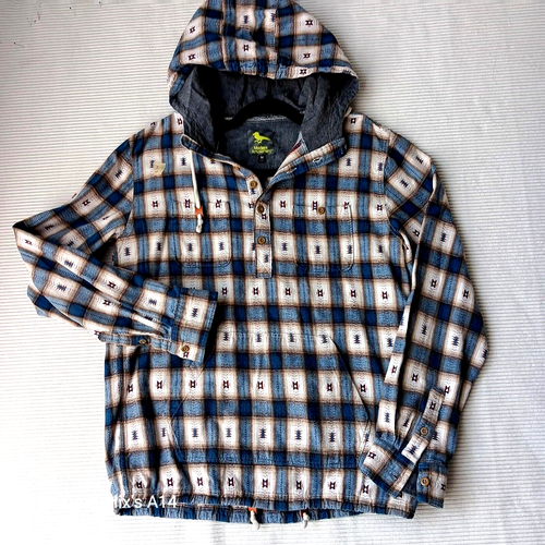Modern Amusement Mens Size Medium Blue Hooded Long Sleeve Flannel - Bild 2 von 11