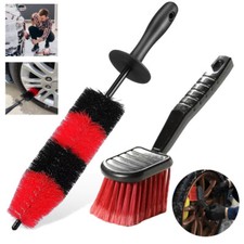 1/2x Hub Brush Cleaner Car Vehicle Wheel Tire Rim Scrub Brush Wash Cleaning Tool