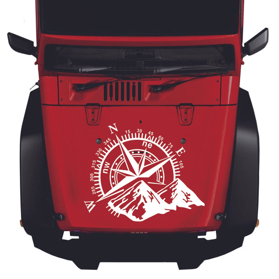 Car Decal Hood Body Side Door Mountain Compass Vinyl Sticker White DIY Offroad — 第 4/4 张图片