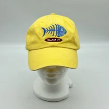 Slam Gear Hat Cap Strap Back Adjustable Yellow Fish Bone Slam It Embroidery