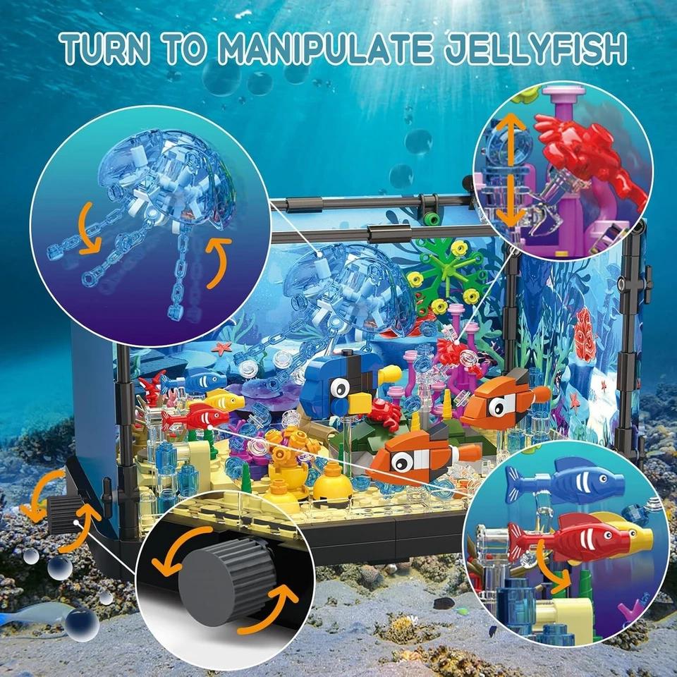 Fish Tank Building Block Set Sets Adults and Kids Aquarium Lighting Block Toys - Image 2 of 4