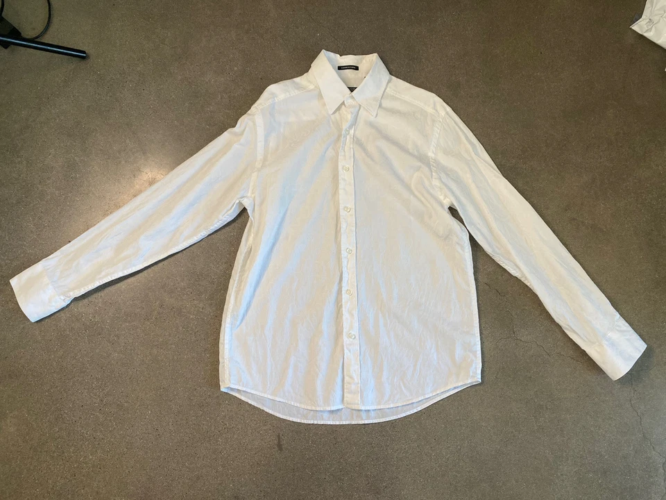 Mondo di Marco Blanco Paisley Botón Delantero Camisa Hombre L Foto 4 de 4