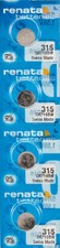 4 x Renata 315 Watch Batteries, SR716SW Battery