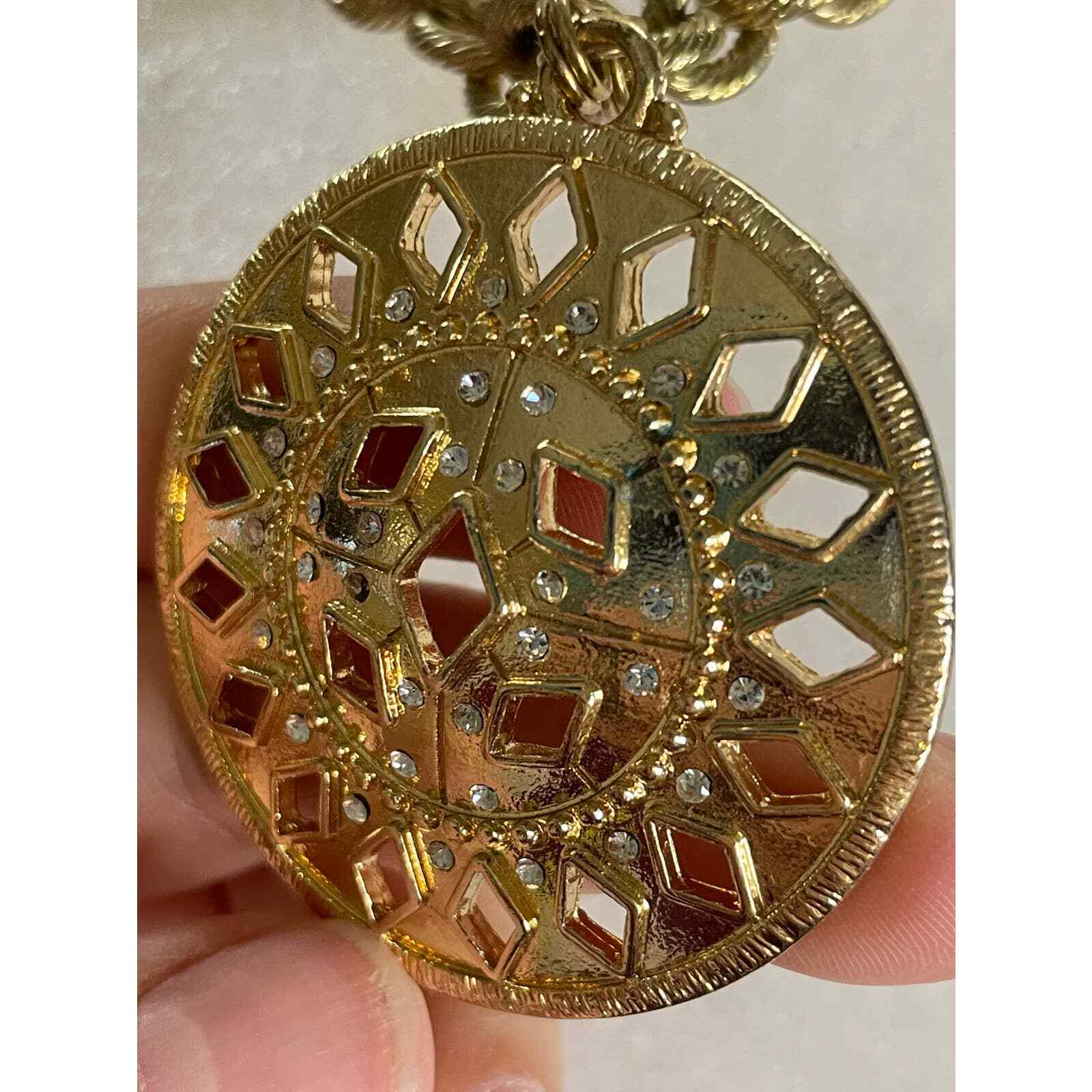 Chico's Gold Tone Chunky Circle Statement Necklac… - image 4