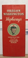 1936 Smiling Associated Dealer Flying A Gas Oil Oregon Washington Highways Map