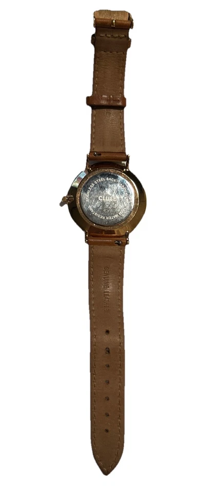 Женские золотистые часы Cluse 9 дюймов коричневый кожаный ремешок новый аккумулятор  - Изображение 3 из 4