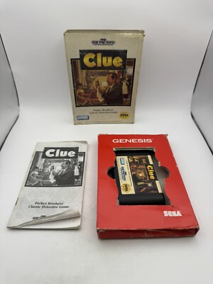 Clue (Sega Genesis, 1992) CIB w/Manual Cardboard Variant Authentic Working