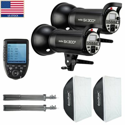 600W US 2x Godox SK300II 300w Studio Strobe Flash Light Head+Trigger for Canon