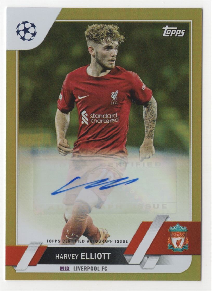 2022-23 Topps Club - Harvey Elliott SP Gold /50 Auto 2022-23 Topps Club - Harvey Elliott SP Gold /50 Auto
