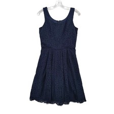 J. Vestido de encaje Crew con ojales giratorios sin mangas ajustado y acampanado talla 2