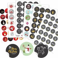 Adventskalender Zahlen Aufkleber 24 Sticker Nummern Weihnachten 4Cm