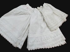 Antique Petticoats lot of 3 White Slips Pin Tucks Lace For Child eyelet flowers