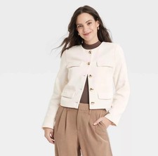 NWT A New Day ivory lined button down blazer size S