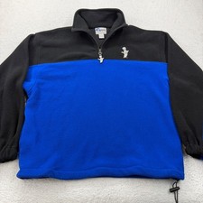 VTG Pillsbury Doughboy Fleece Pullover Sweatshirt Men's L Black Blue Quarter Zip