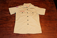 Boy Scouts of America BSA Youth Shirt Tan Large Plain No Patches Short Sleeve