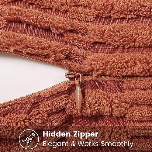  Neutral Decorative Fall Throw Pillow Covers 12x20 20" x 12" (Pack of 2) Rust - Picture 4 of 6