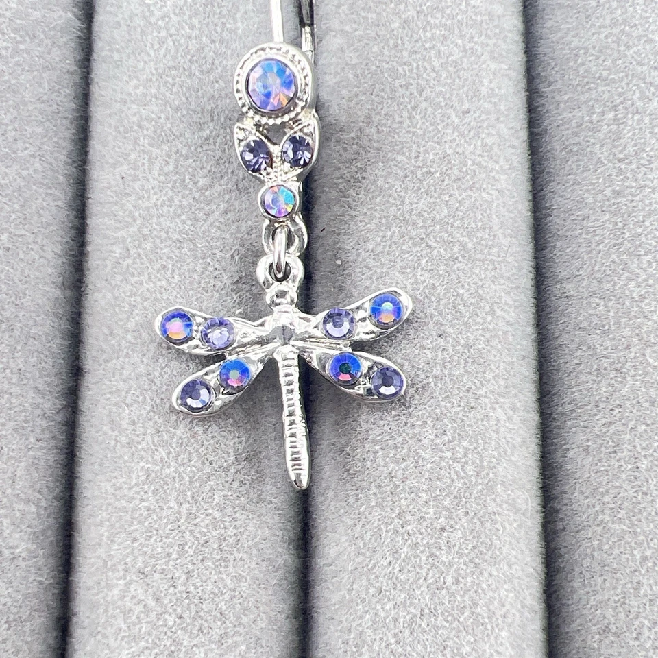 Pendientes Kirks Folly Libélula Insecto Cristal Estrás Púrpura Rosa Palanca Foto 2 de 4