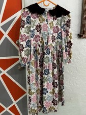 Vintage Mousefeathers Girls Floral Dress with Velvet Collar - Size 14