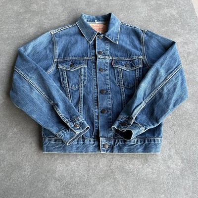 Levis Denim Jacket Mens Medium Blue Trucker Tiger Embroidered Back 70505-0217