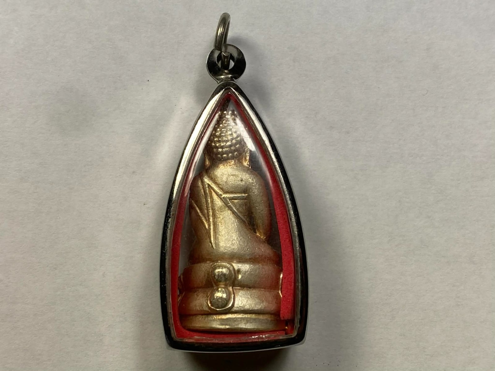 Golden Metal Buddha Statue Amulet from Thailand in Protective Steel Case