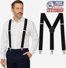 Suspenders for Men Heavy Duty Hidden Y Back 1.5" Under Clothing Adjustable