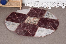 Decorative Rug, Floral Geometric Design, 3.4x3.4 ft