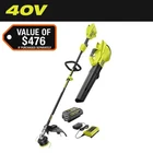 RYOBI 40V Attachment 15" String Trimmer & 550 CFM Blower Combo Kit 4Ah