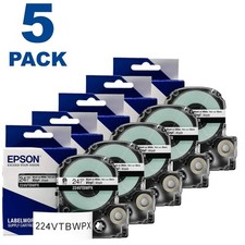Epson LABELWORKS 224VTBWPX Black on White 1" (24mm) Vinyl Label Tape **5-PACK**