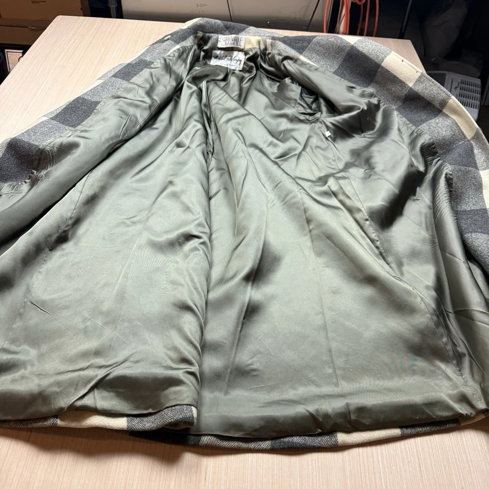 Abrigo de Tweed Marshall Fields Vintage Años 90 Abrigo Searle Trench Talla 8 Gris Blanco Foto 4 de 4