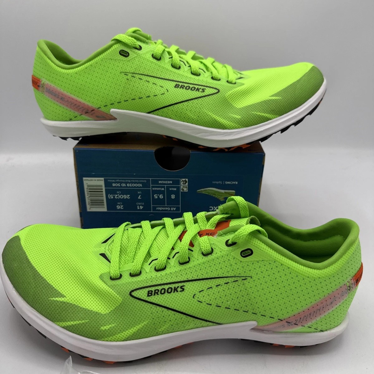 Brooks Mach Track Spikes Mens 8.5 Racing Shoes Green Blue XC Distance Brooks Running Draft XC Green Gekko Red (With | Mercari main image 4