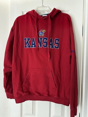 University Of Kansas Jayhawk Men's Size, Large, Long Sleeve Red Sweatshirt