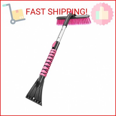 HEEYA 12.6 Inch Large Brush Head with Ice Scraper, Extendable Car Scraper Snow B