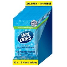 Be Fresh Plastic Free Antibacterial Pocket Size Hand Wipes 144 wipes 12 packs x