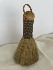 Antique Round Whisk Broom W/Braided Handle 7” Tall Shaker Style Country