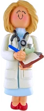 Doctor Female Blonde Personalized Christmas Tree Ornament